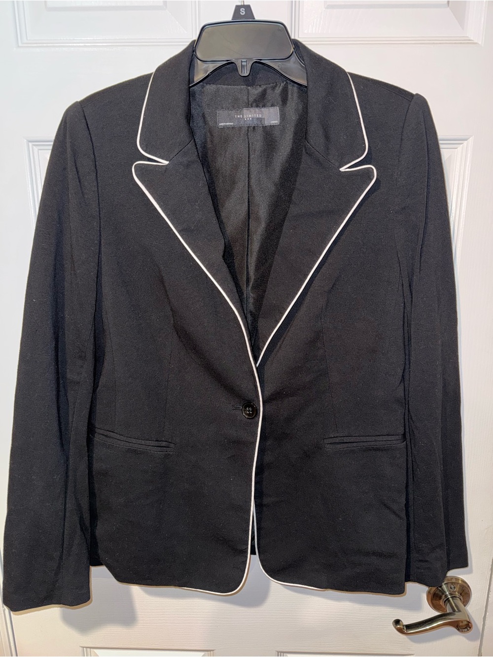 The Limited Black Blazer with White Piping